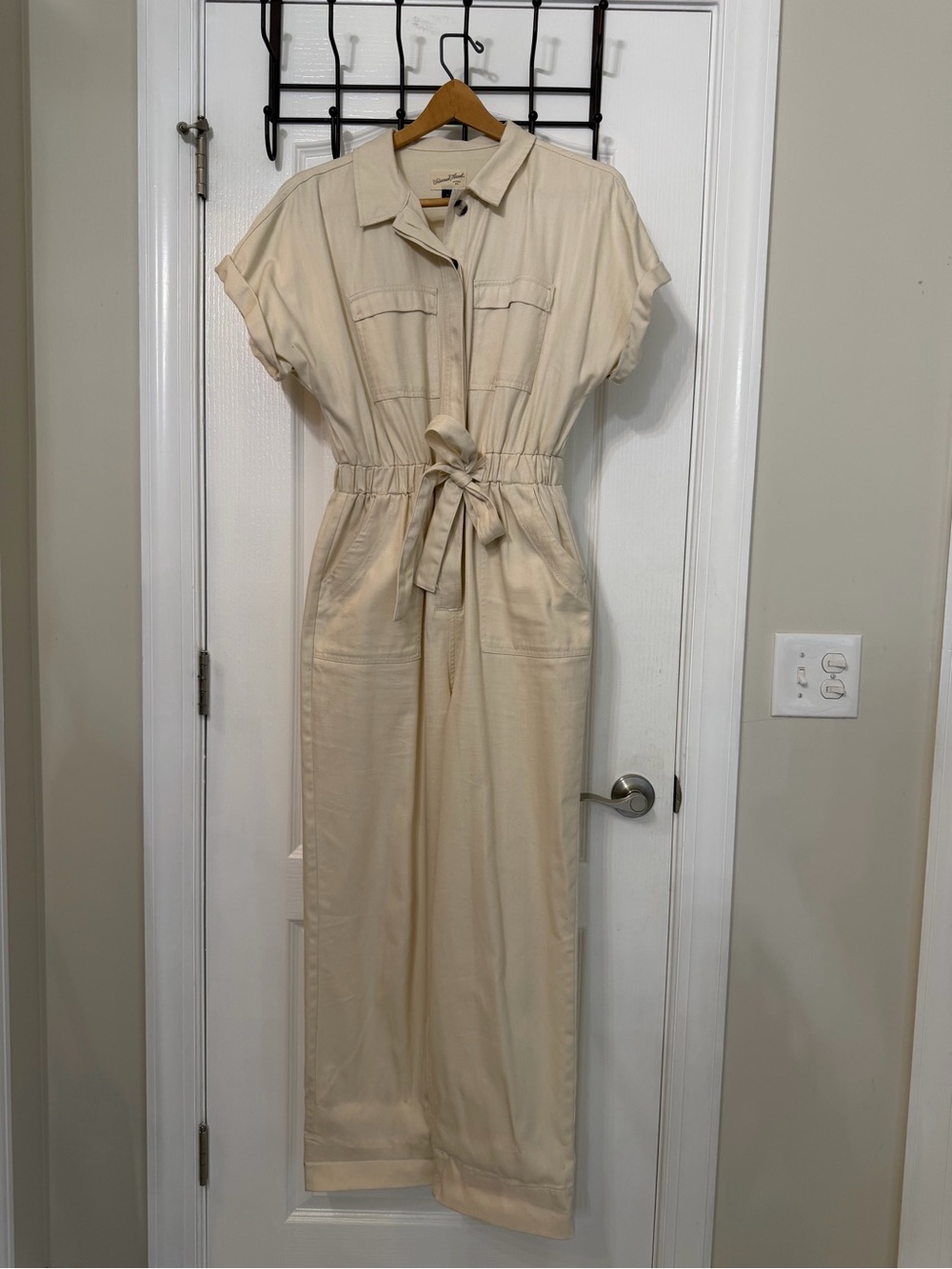 Universal Thread Cream Utility Jumpsuit with Tie Waist